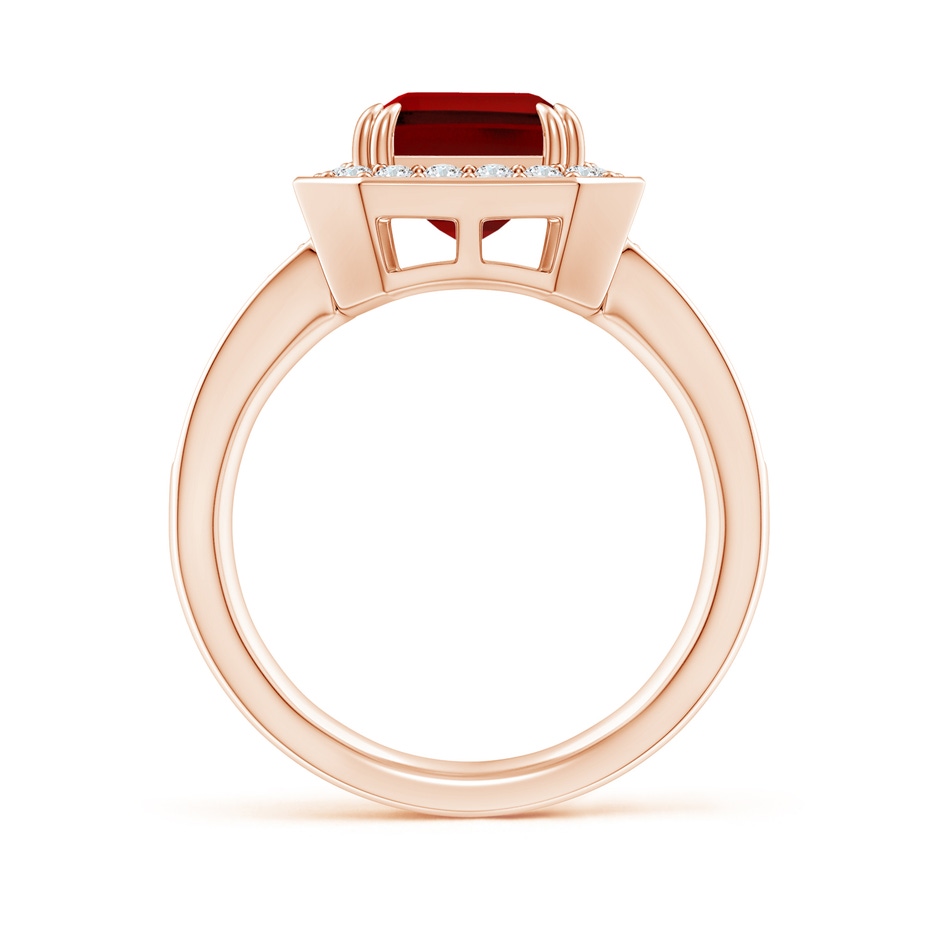 10x8mm Labgrown Lab-Grown Emerald-Cut Ruby Engagement Ring with Lab Diamond Halo in Rose Gold side 199
