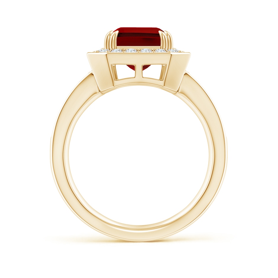 10x8mm Labgrown Lab-Grown Emerald-Cut Ruby Engagement Ring with Lab Diamond Halo in Yellow Gold side 199