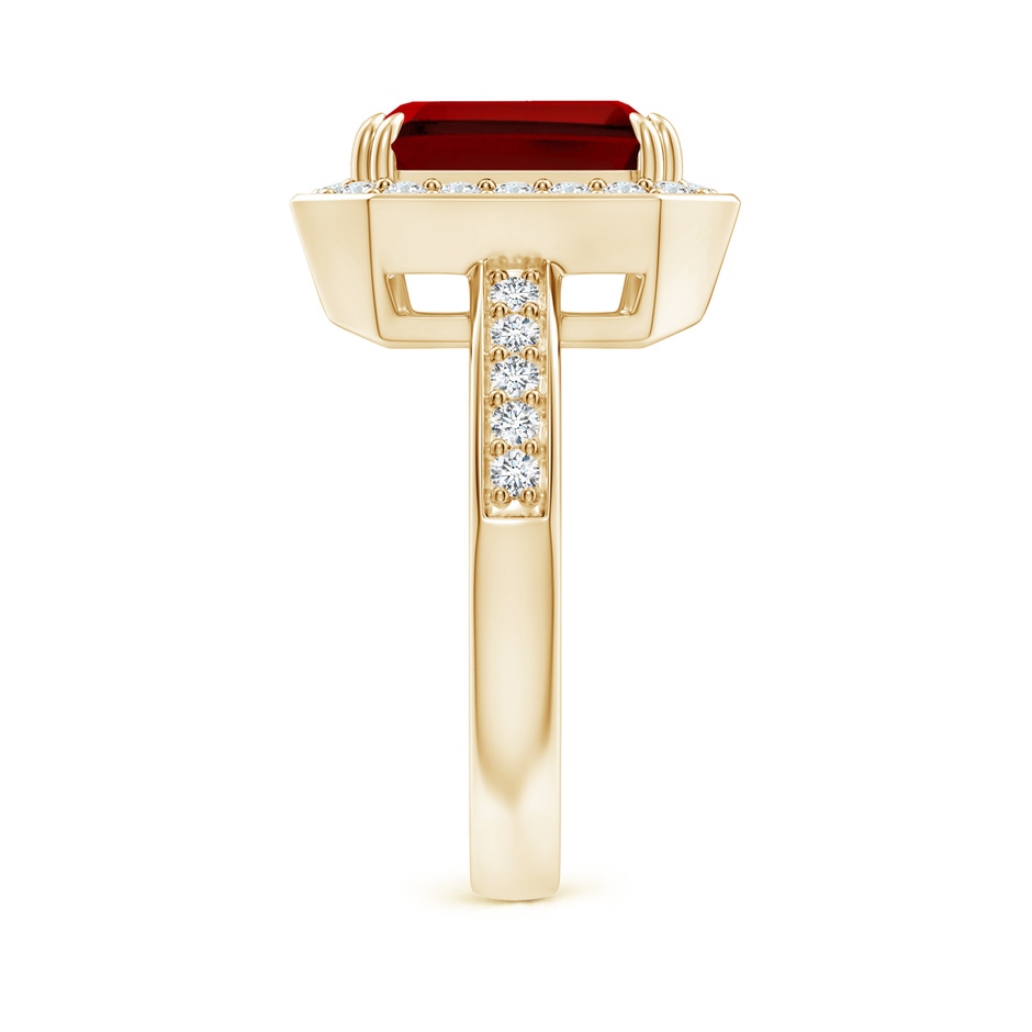 10x8mm Labgrown Lab-Grown Emerald-Cut Ruby Engagement Ring with Lab Diamond Halo in Yellow Gold side 299