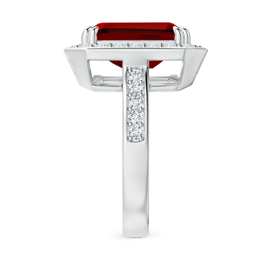 12x10mm Labgrown Lab-Grown Emerald-Cut Ruby Engagement Ring with Lab Diamond Halo in P950 Platinum side 299