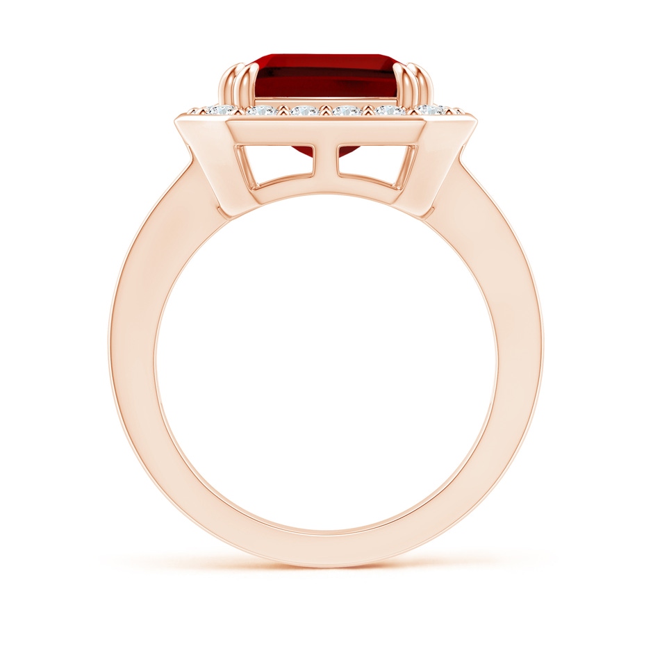 12x10mm Labgrown Lab-Grown Emerald-Cut Ruby Engagement Ring with Lab Diamond Halo in Rose Gold side 199