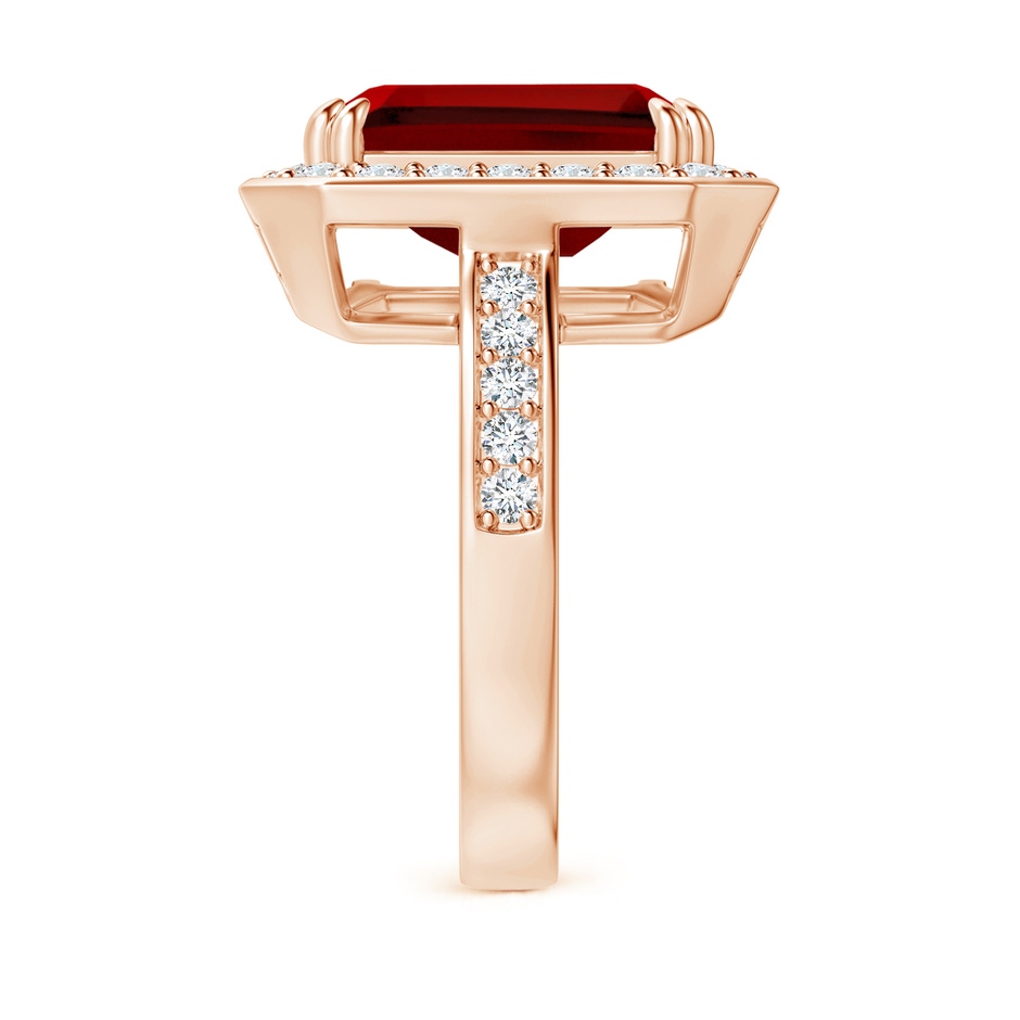 12x10mm Labgrown Lab-Grown Emerald-Cut Ruby Engagement Ring with Lab Diamond Halo in Rose Gold side 299