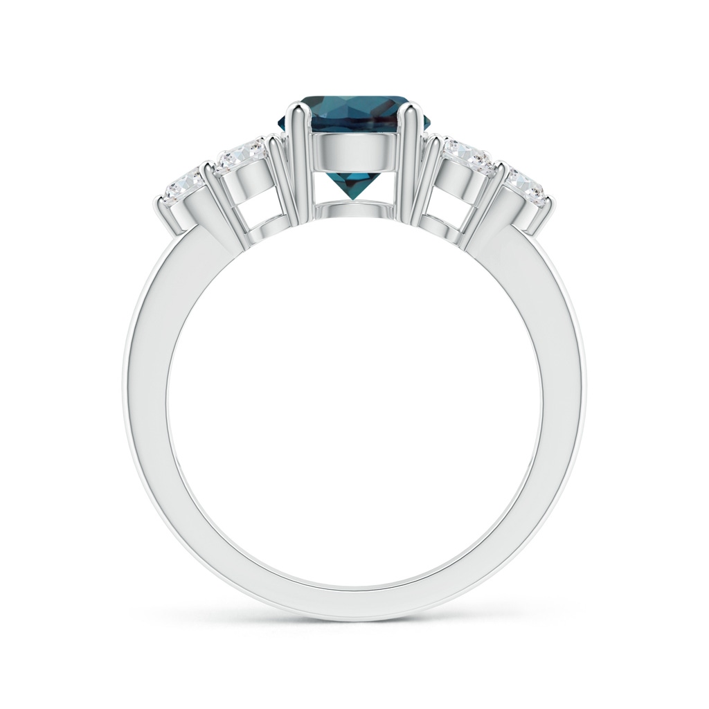 7mm Labgrown Round Lab-Grown Alexandrite Solitaire Ring With Trio Diamonds in White Gold - side 199