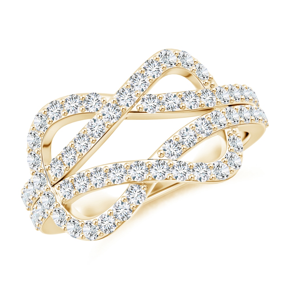 1.6mm FGVS Lab-Grown Encrusted Diamond Infinity Knot Ring in Yellow Gold