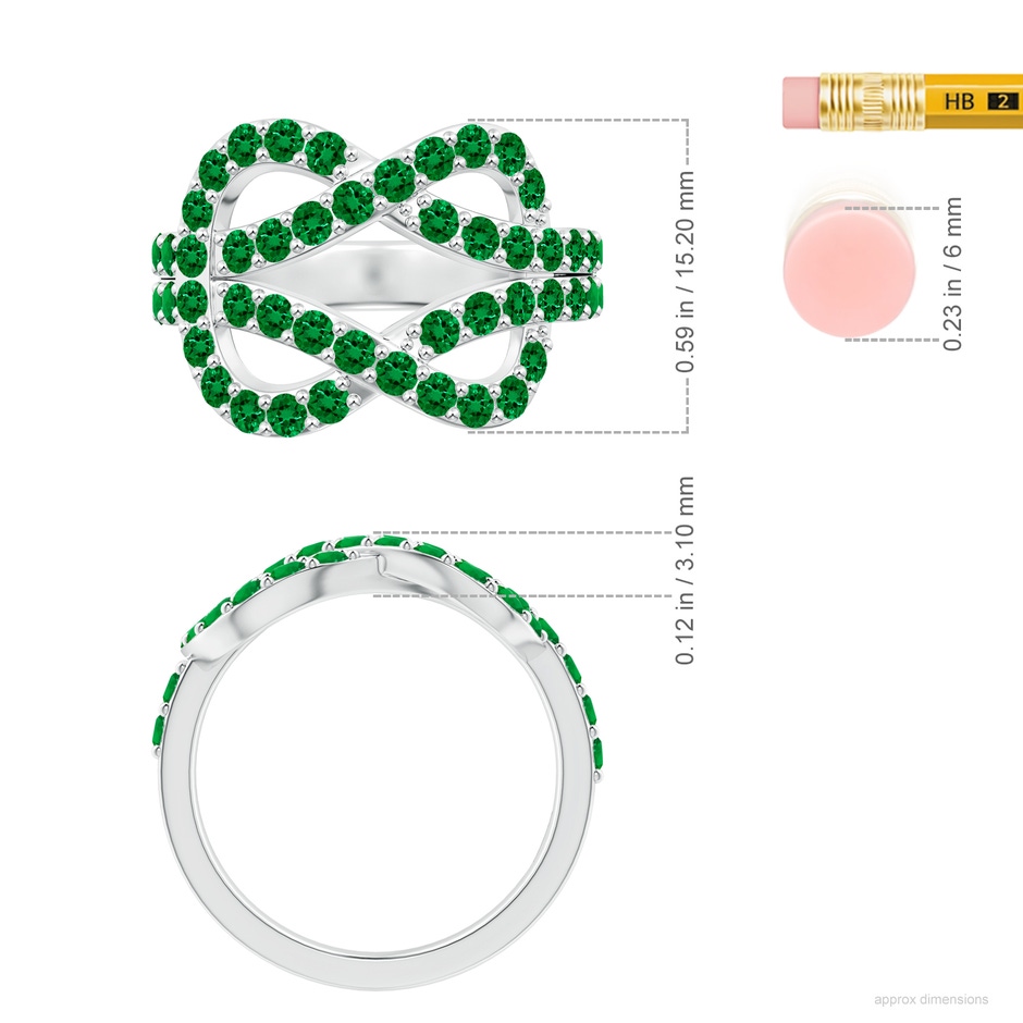 2mm Labgrown Lab-Grown Encrusted Emerald Infinity Knot Ring in P950 Platinum ruler