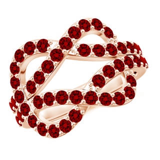 2mm Labgrown Lab-Grown Encrusted Ruby Infinity Knot Ring in 9K Rose Gold