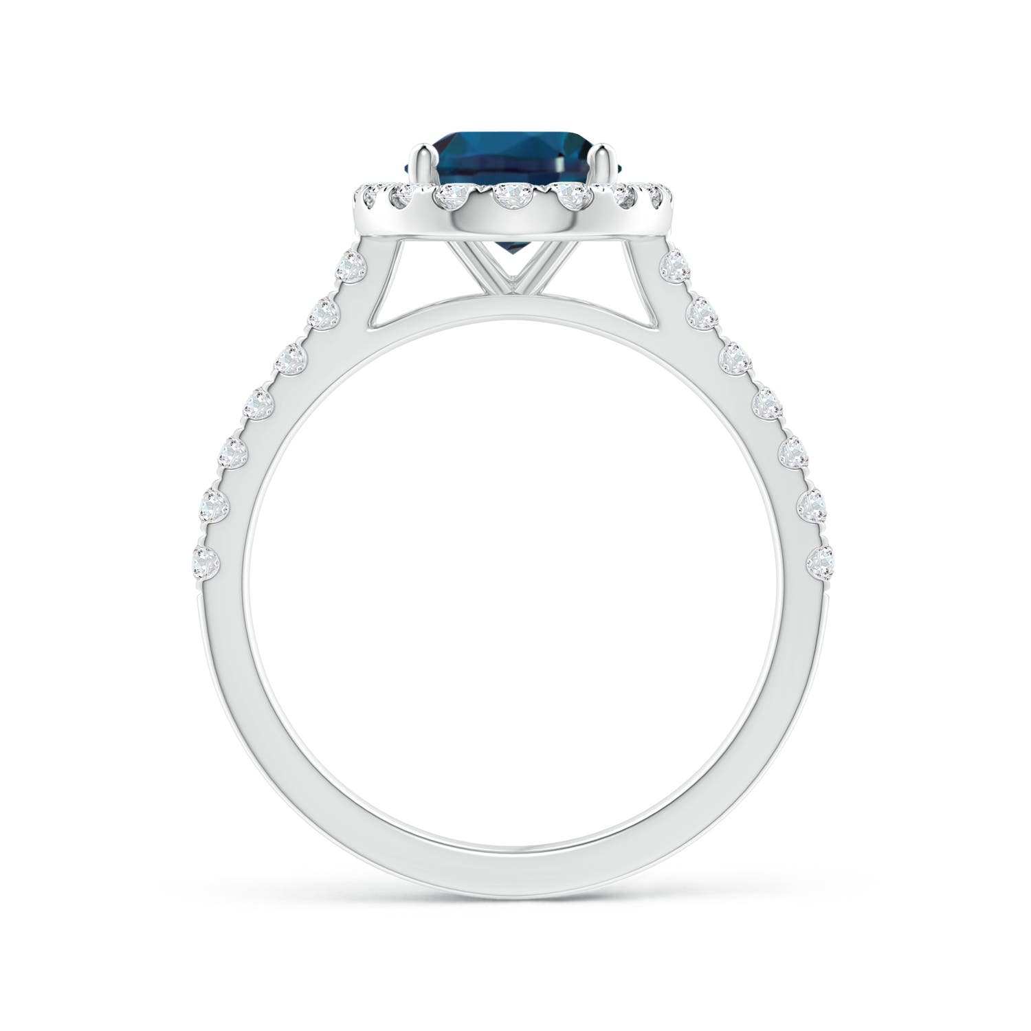 9x7mm Labgrown Oval Lab-Grown Alexandrite Halo Ring with Diamond Accents in 18K White Gold