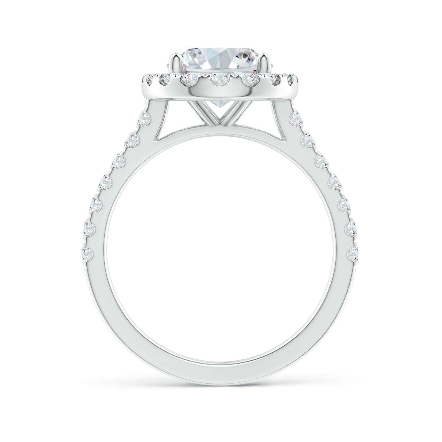 10x8mm FGVS Lab-Grown Oval Diamond Halo Ring in White Gold
