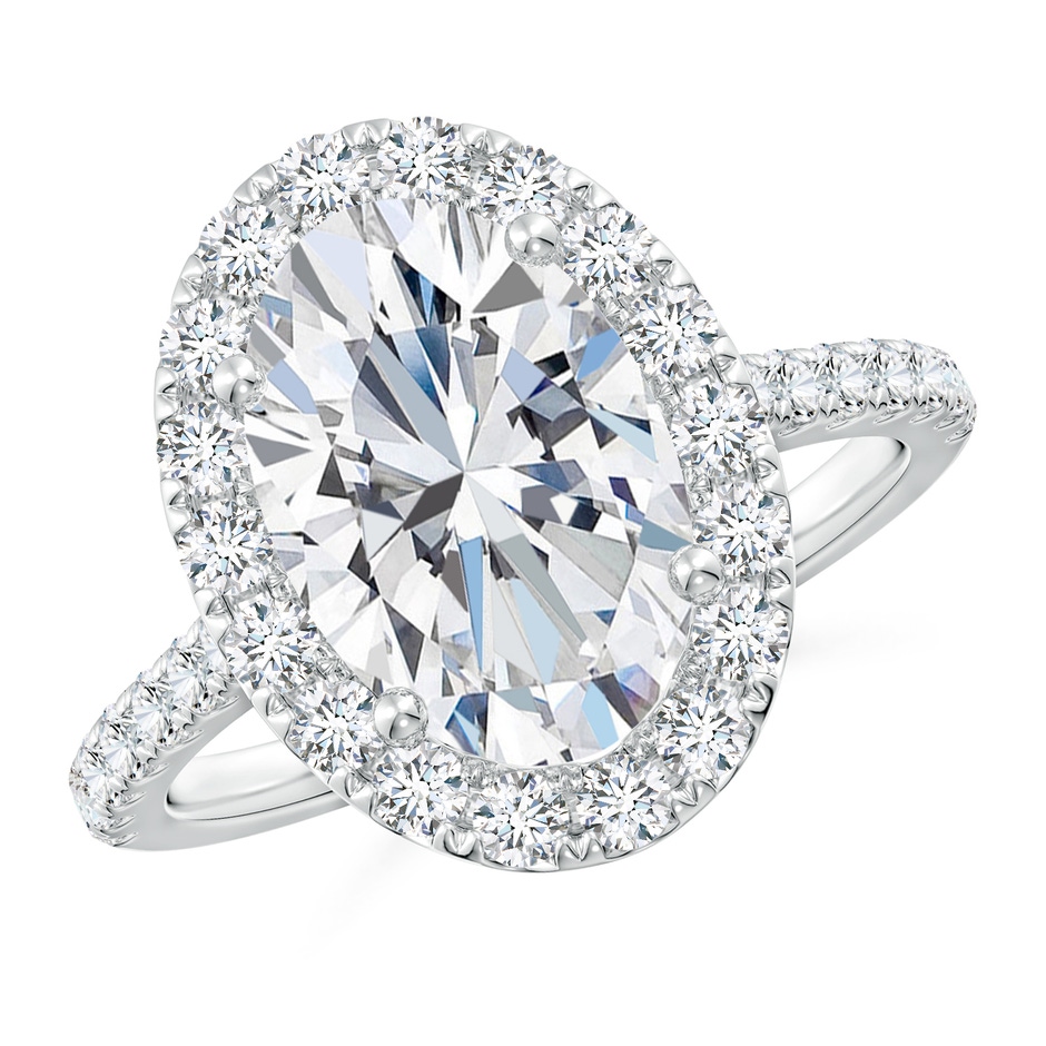 12x8mm FGVS Lab-Grown Oval Diamond Halo Ring in P950 Platinum 