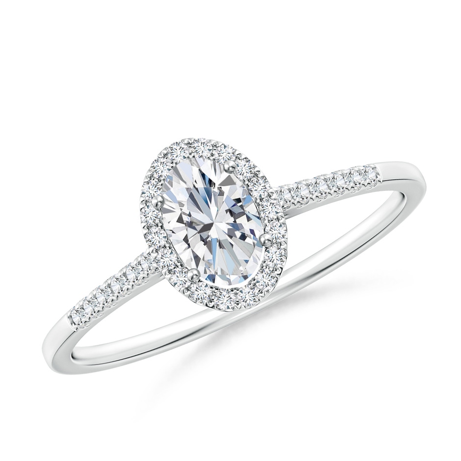6x4mm FGVS Lab-Grown Oval Diamond Halo Ring in White Gold 