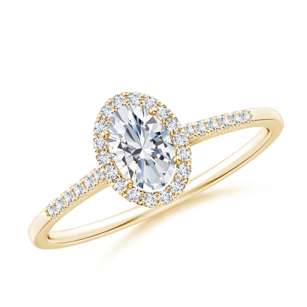 6x4mm FGVS Lab-Grown Oval Diamond Halo Ring in Yellow Gold