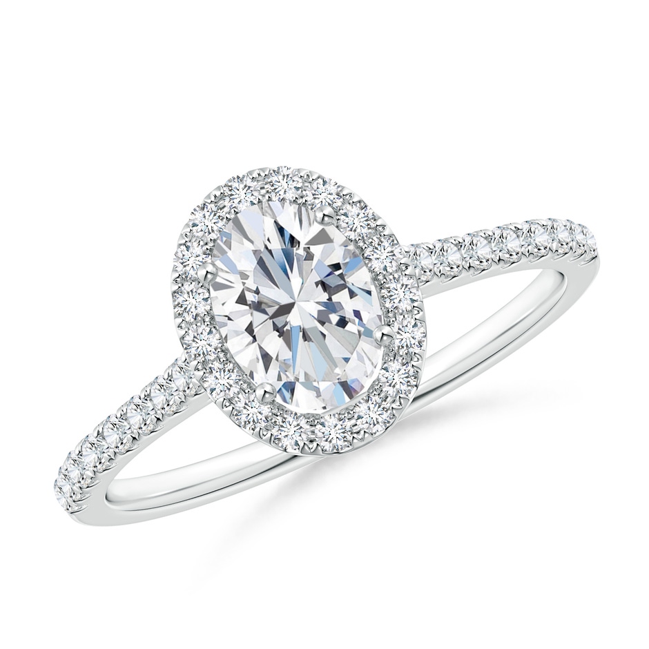 7x5mm FGVS Lab-Grown Oval Diamond Halo Ring in White Gold 