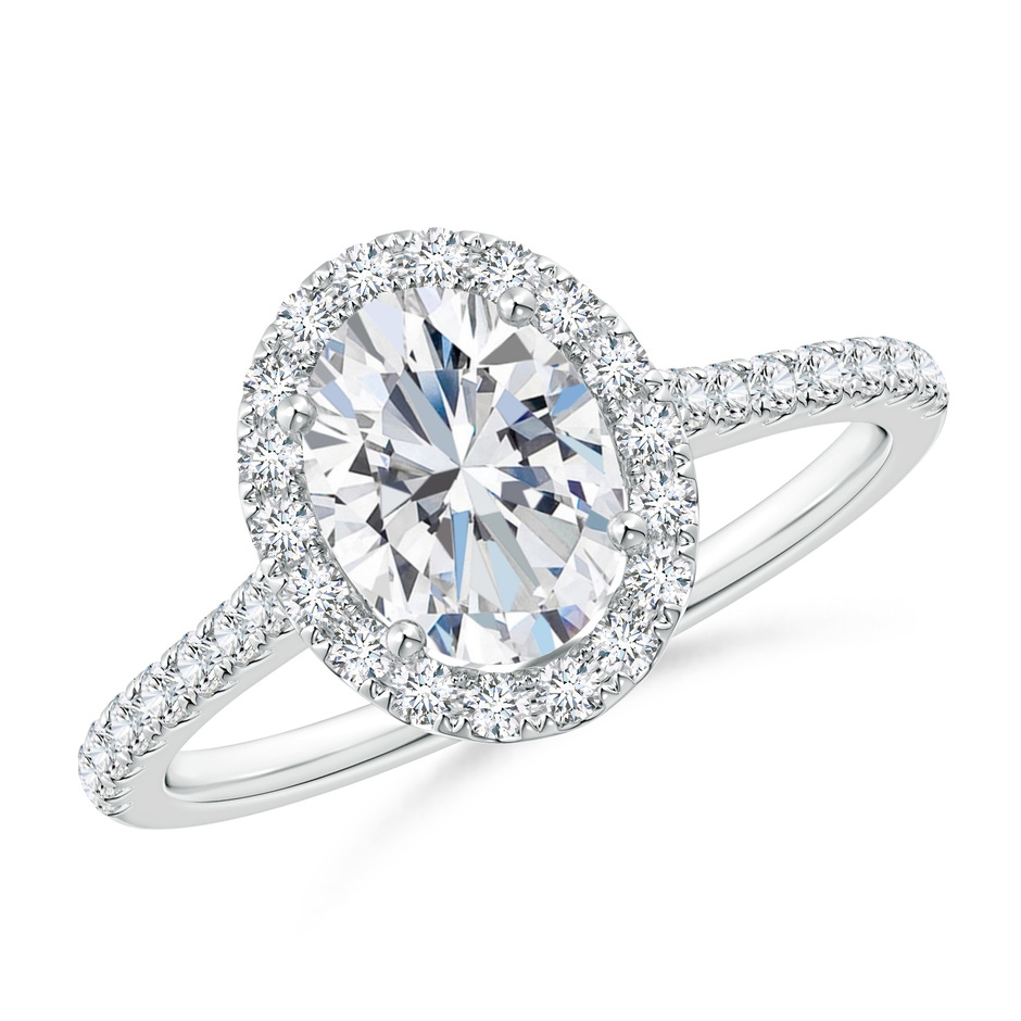 8x6mm FGVS Lab-Grown Oval Diamond Halo Ring in P950 Platinum 