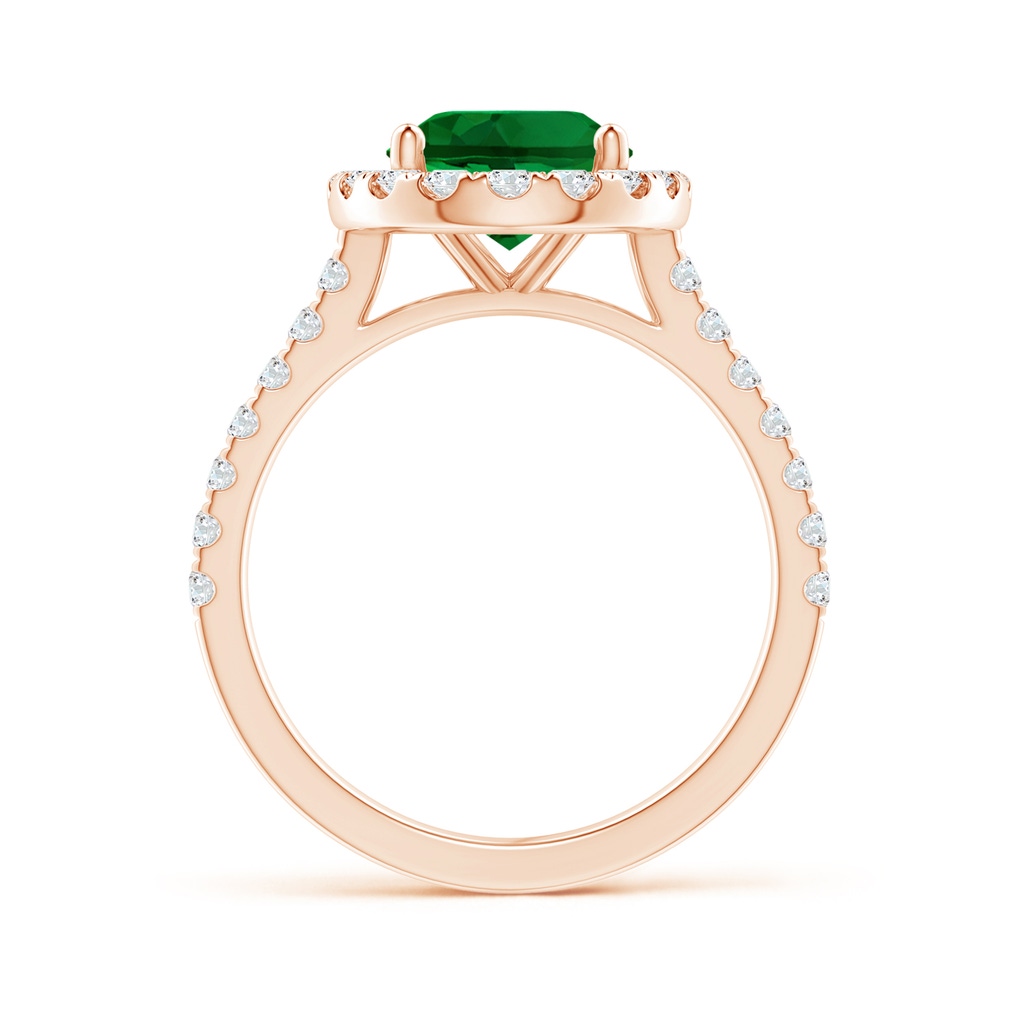 10x8mm Labgrown Lab-Grown Oval Emerald Halo Ring with Diamond Accents in Rose Gold - side 199