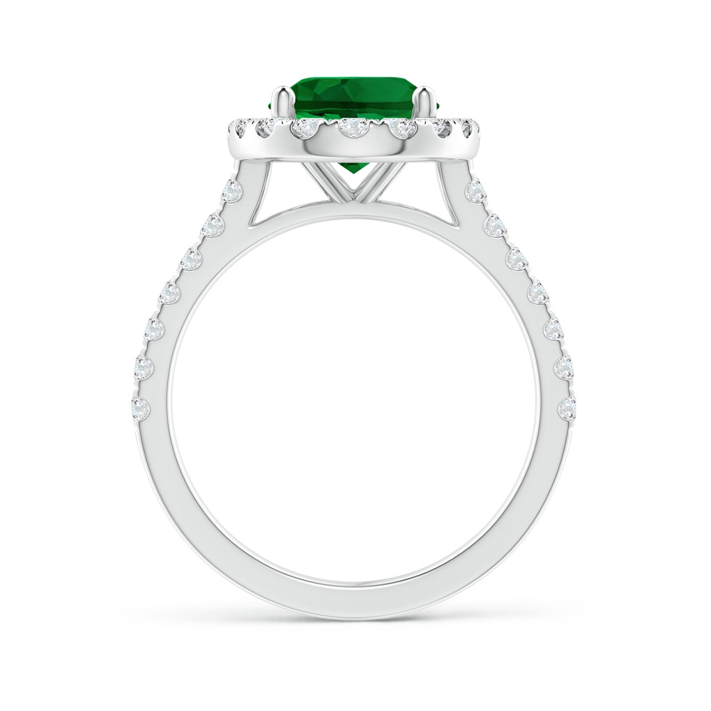 10x8mm Labgrown Lab-Grown Oval Emerald Halo Ring with Diamond Accents in White Gold - side 199