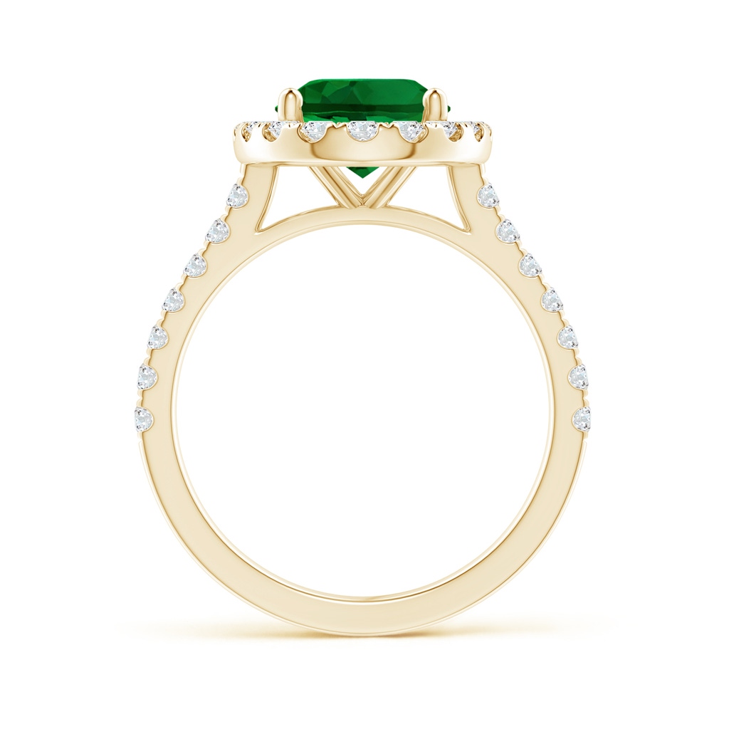 10x8mm Labgrown Lab-Grown Oval Emerald Halo Ring with Diamond Accents in Yellow Gold - side 199