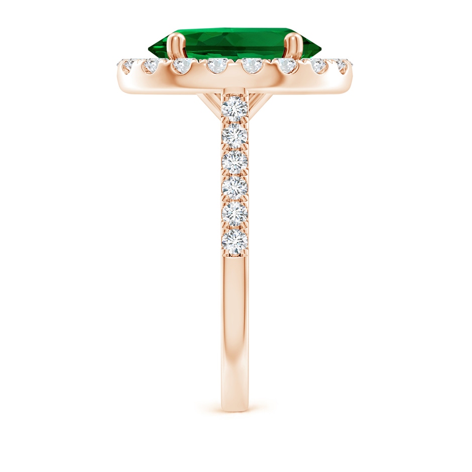 12x10mm Labgrown Lab-Grown Oval Emerald Halo Ring with Diamond Accents in Rose Gold side 299