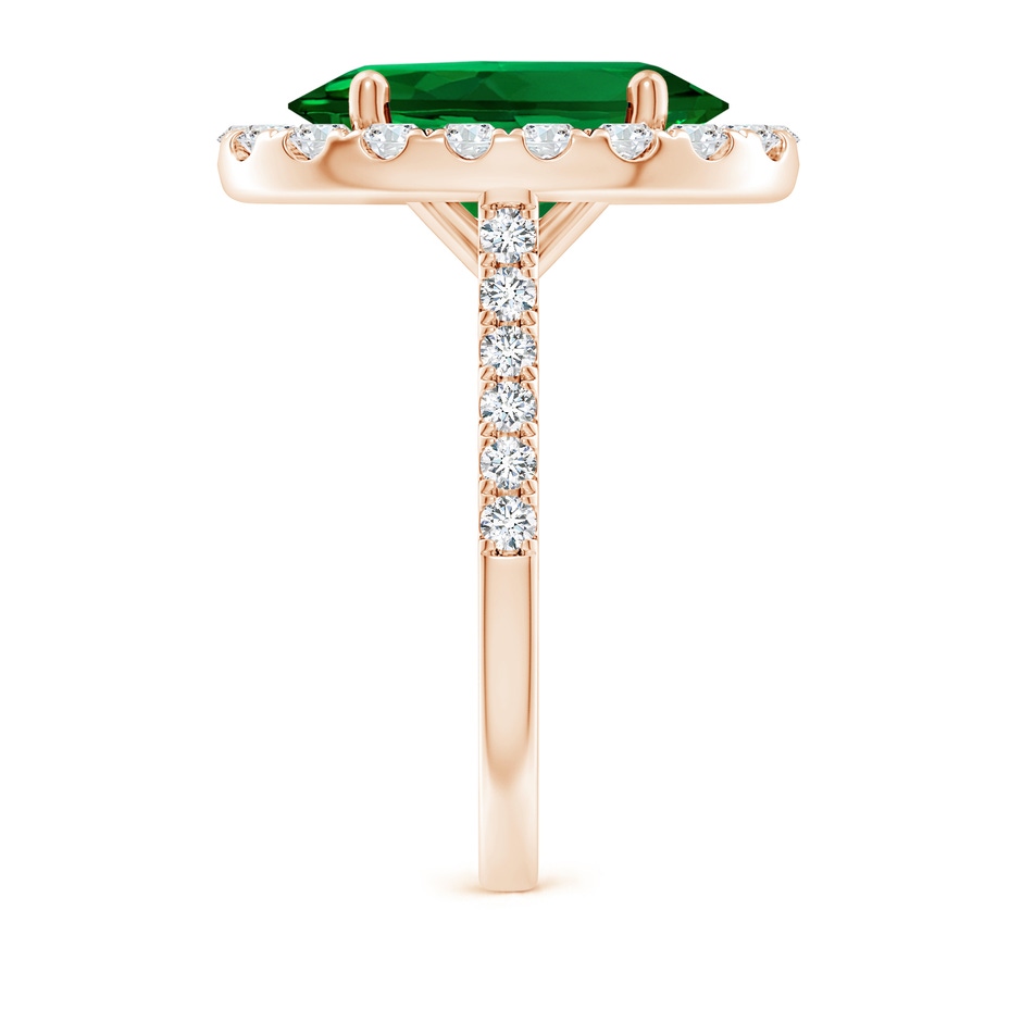 14x10mm Labgrown Lab-Grown Oval Emerald Halo Ring with Diamond Accents in 18K Rose Gold side 299