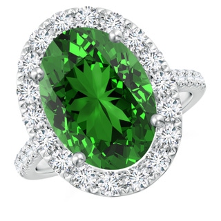 14x10mm Labgrown Lab-Grown Oval Emerald Halo Ring with Diamond Accents in P950 Platinum