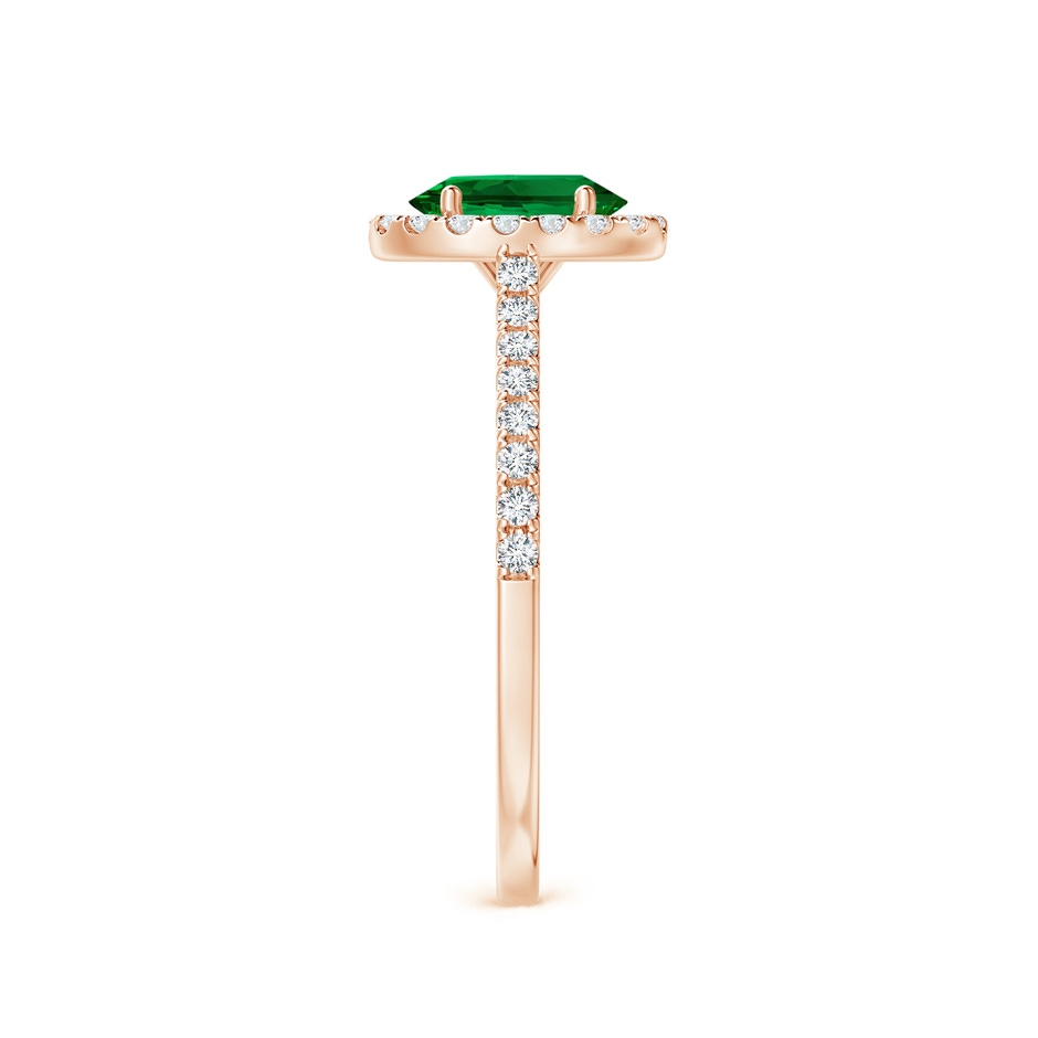 7x5mm Labgrown Lab-Grown Oval Emerald Halo Ring with Diamond Accents in Rose Gold side 299