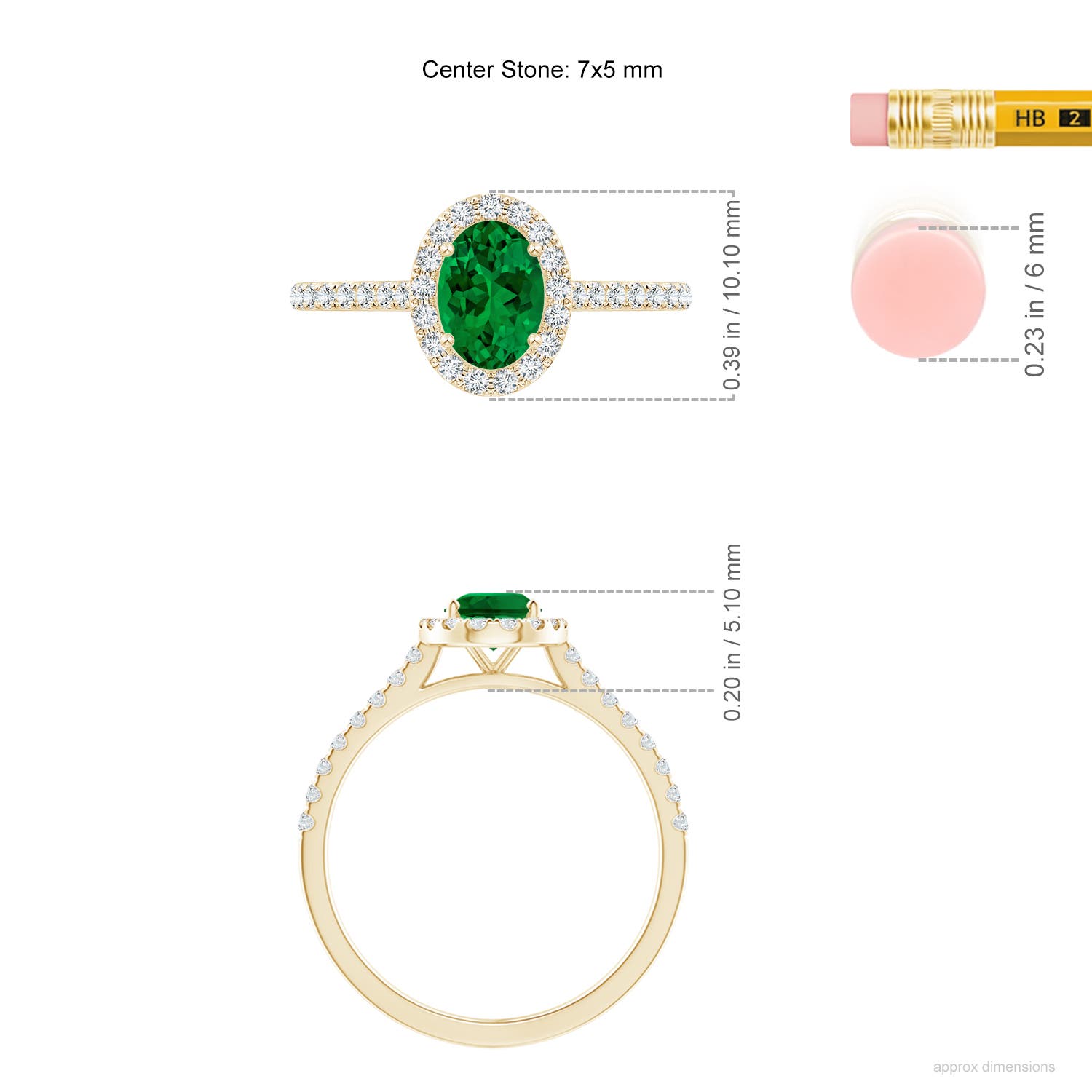 Premium - Lab-Grown Emerald / 0.92 CT / 14 KT Yellow Gold