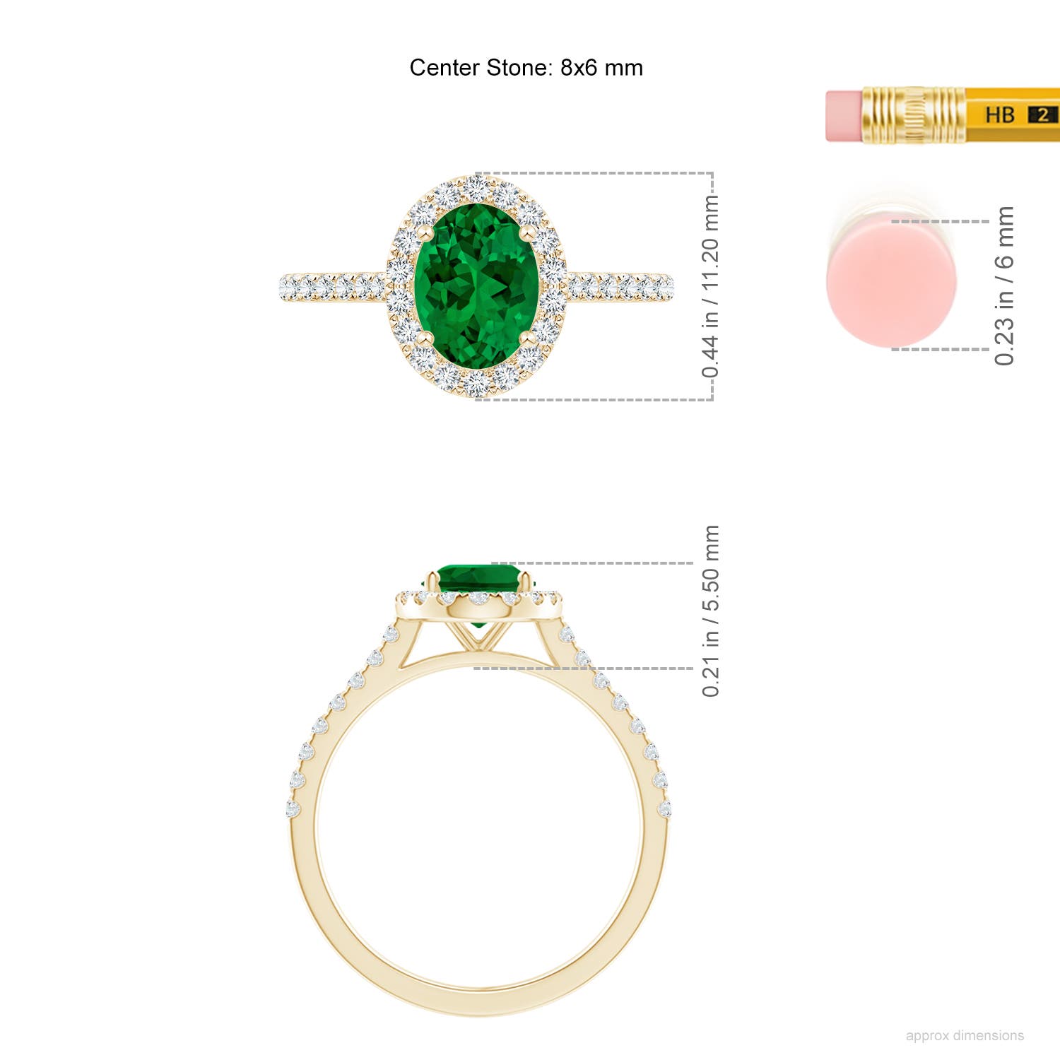 Premium - Lab-Grown Emerald / 1.44 CT / 14 KT Yellow Gold