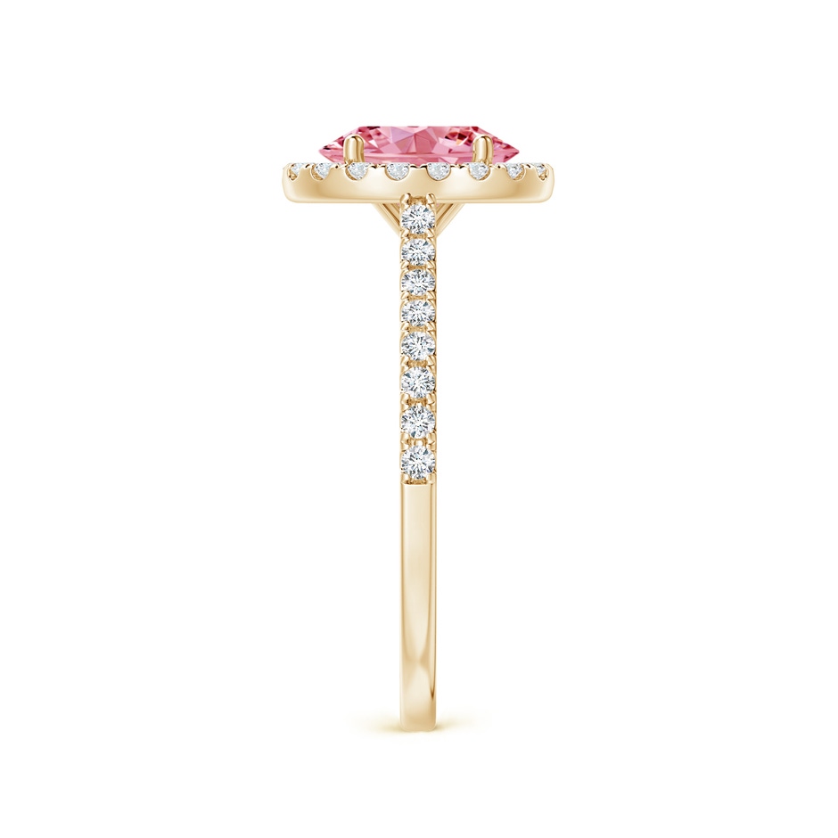 8x6mm Labgrown Oval Lab-Grown Fancy Intense Pink Diamond Halo Ring in Yellow Gold side 299