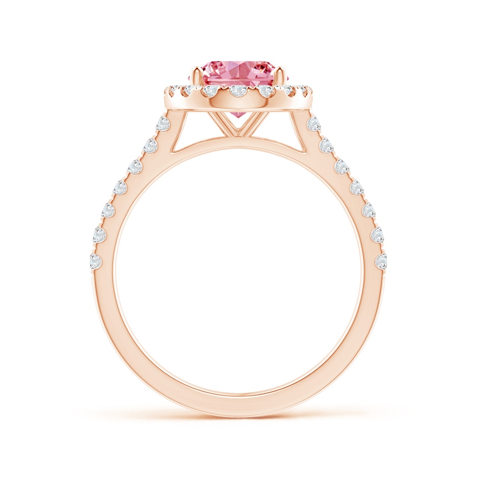 9x7mm Labgrown Oval Lab-Grown Fancy Intense Pink Diamond Halo Ring in Rose Gold side 199