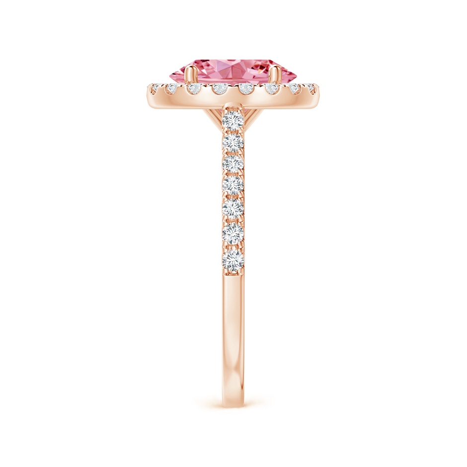 9x7mm Labgrown Oval Lab-Grown Fancy Intense Pink Diamond Halo Ring in Rose Gold side 299