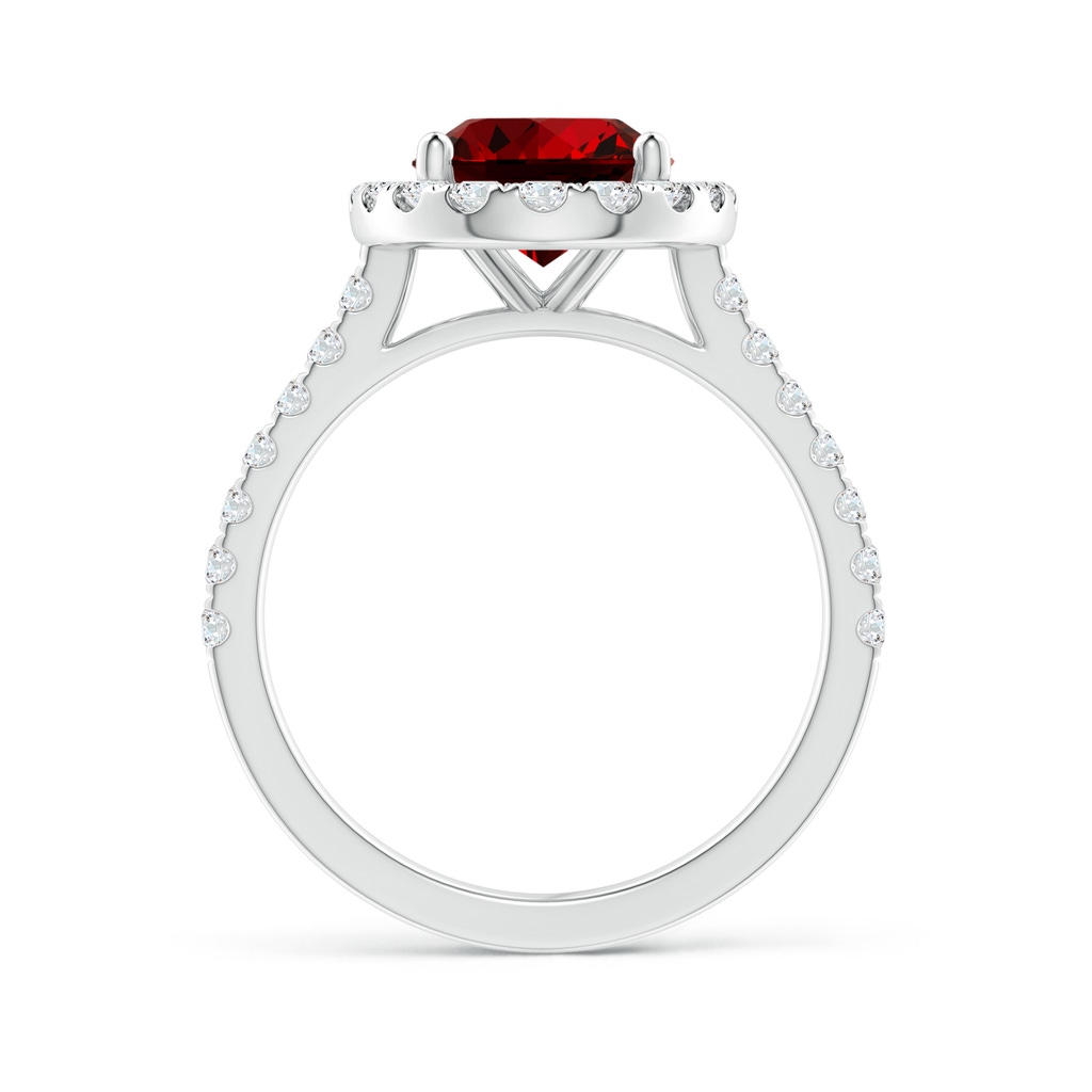 10x8mm Labgrown Lab-Grown Oval Ruby Halo Ring with Diamond Accents in P950 Platinum - side 199