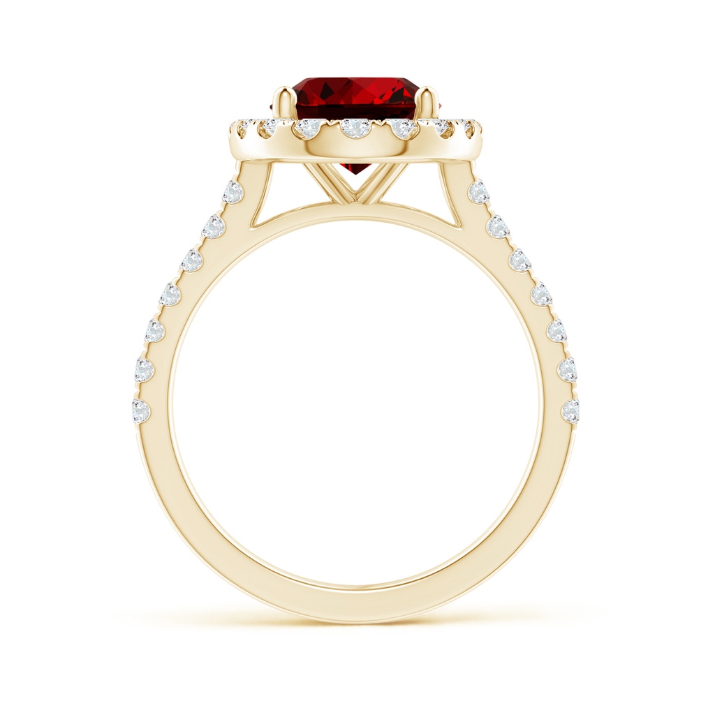 10x8mm Labgrown Lab-Grown Oval Ruby Halo Ring with Diamond Accents in Yellow Gold Side 199