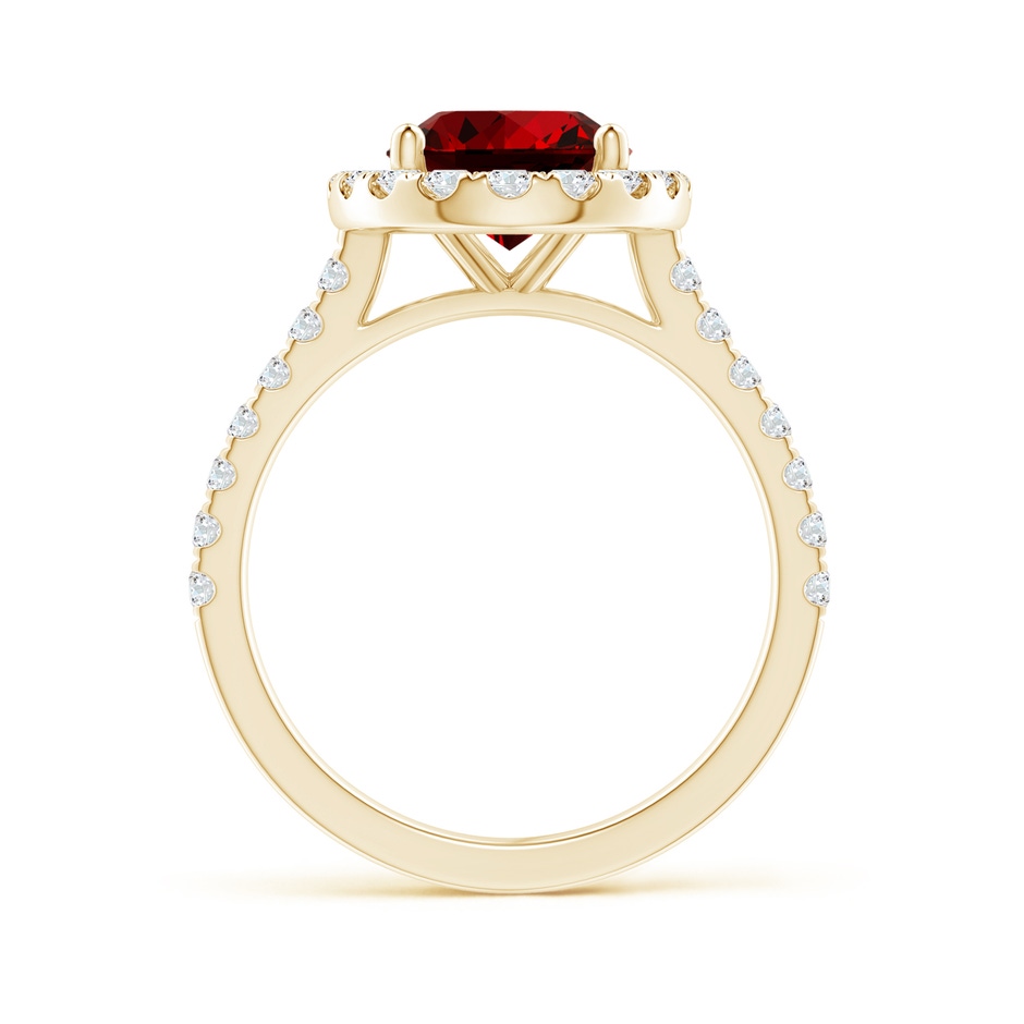 10x8mm Labgrown Lab-Grown Oval Ruby Halo Ring with Diamond Accents in Yellow Gold Side 199