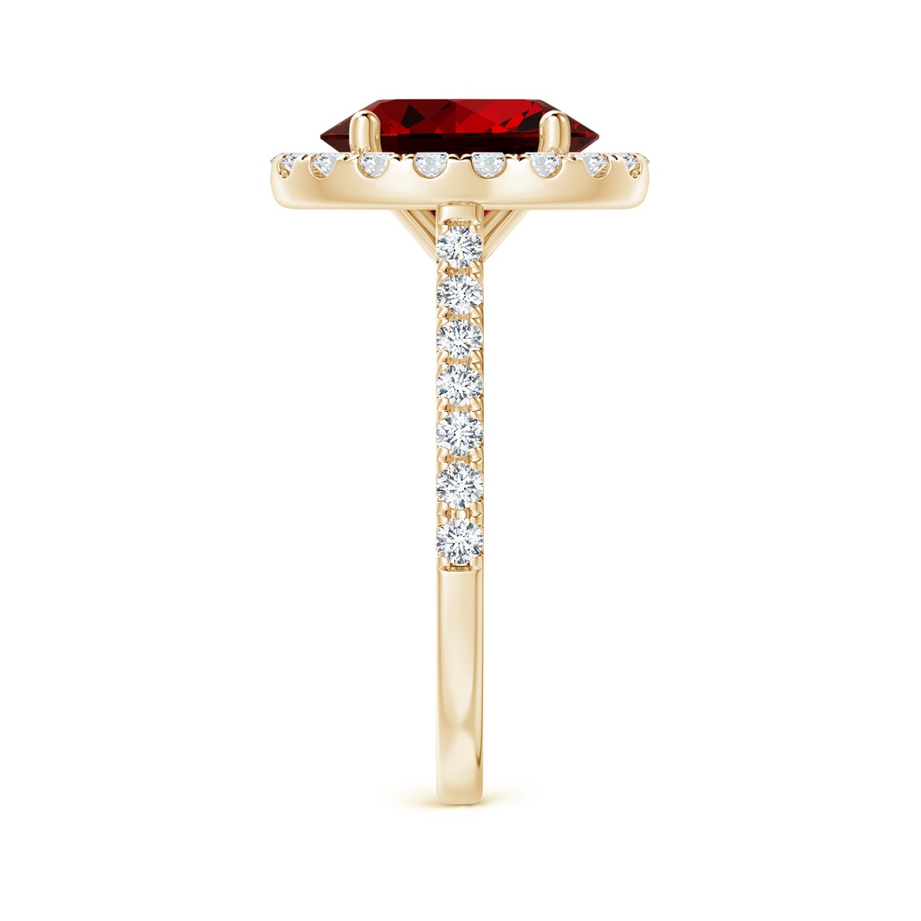 10x8mm Labgrown Lab-Grown Oval Ruby Halo Ring with Diamond Accents in Yellow Gold Side 299