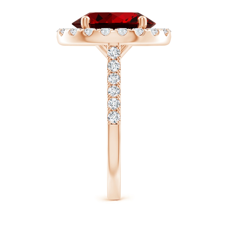 12x10mm Labgrown Lab-Grown Oval Ruby Halo Ring with Diamond Accents in Rose Gold side 299