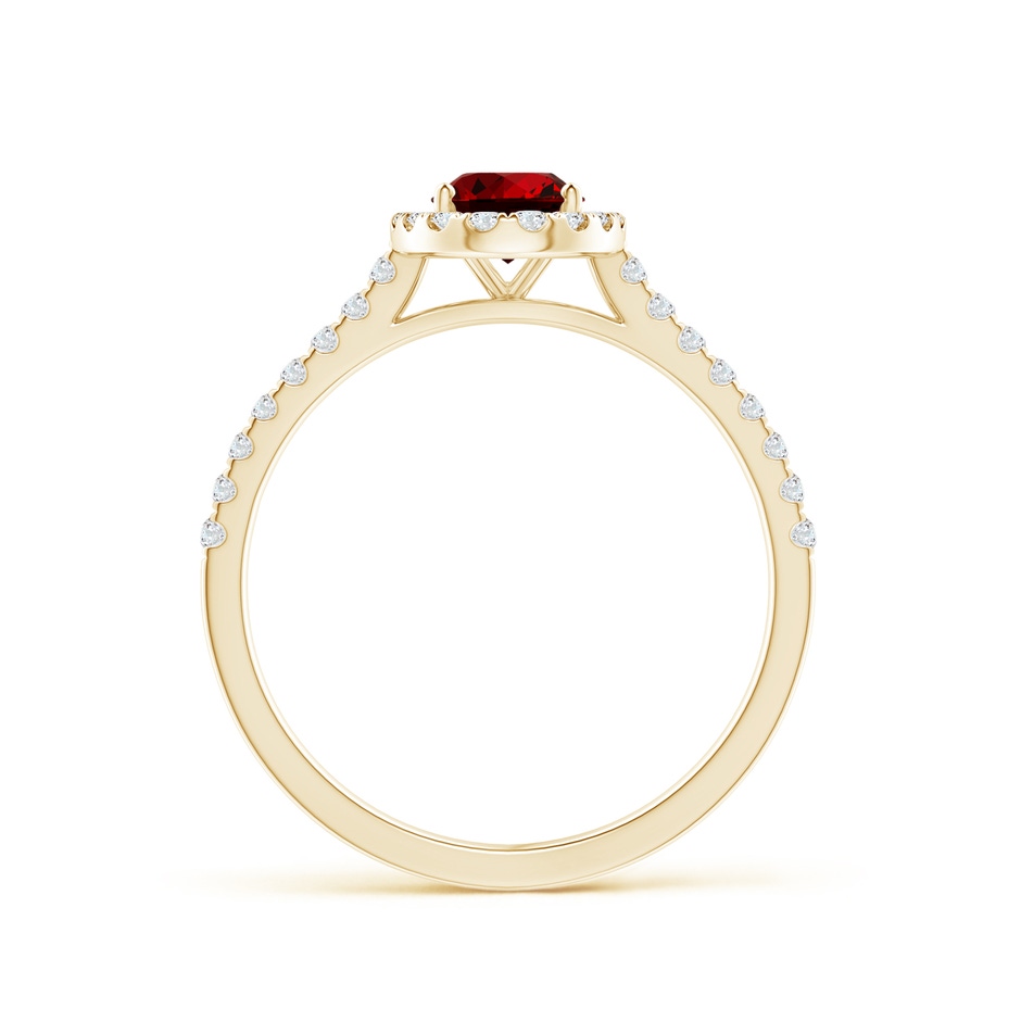 7x5mm Labgrown Lab-Grown Oval Ruby Halo Ring with Diamond Accents in Yellow Gold side 199