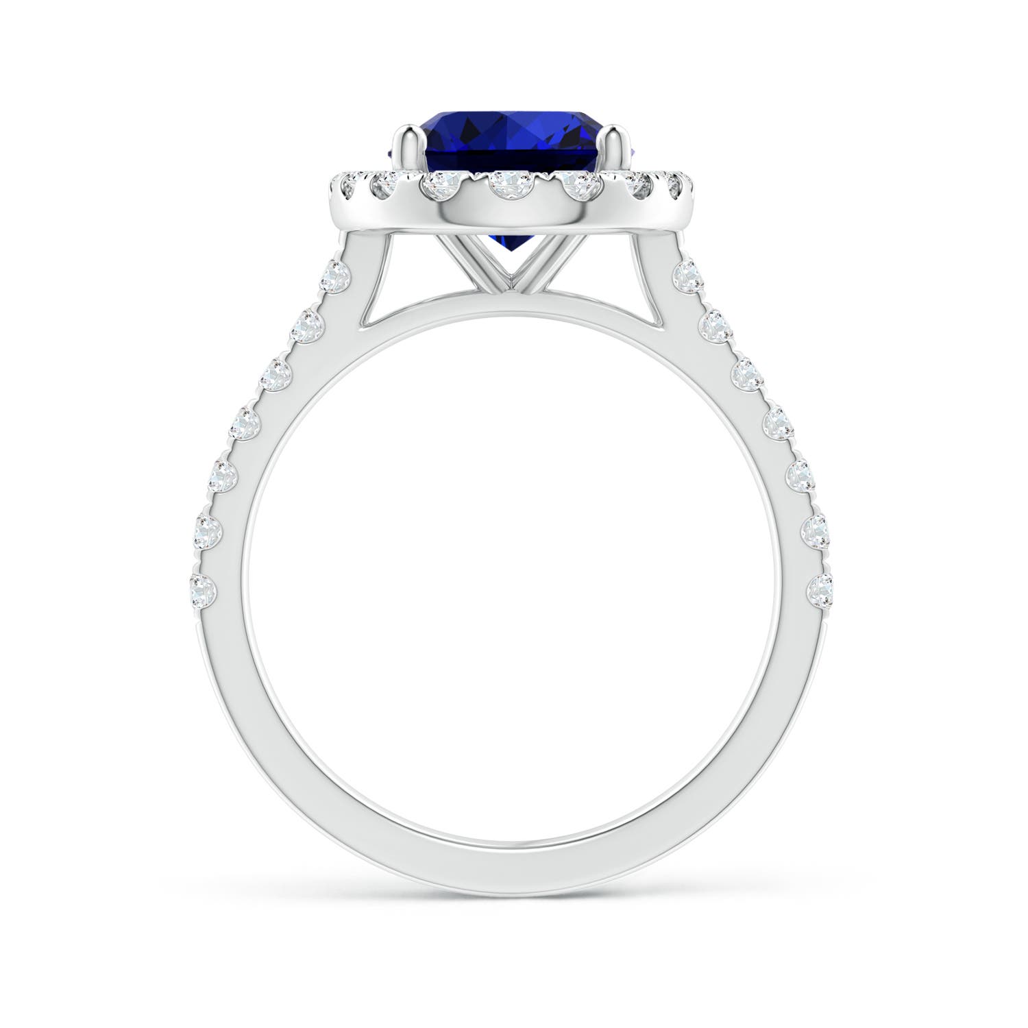 Premium - Lab-Grown Blue Sapphire / 3.97 CT / 14 KT White Gold