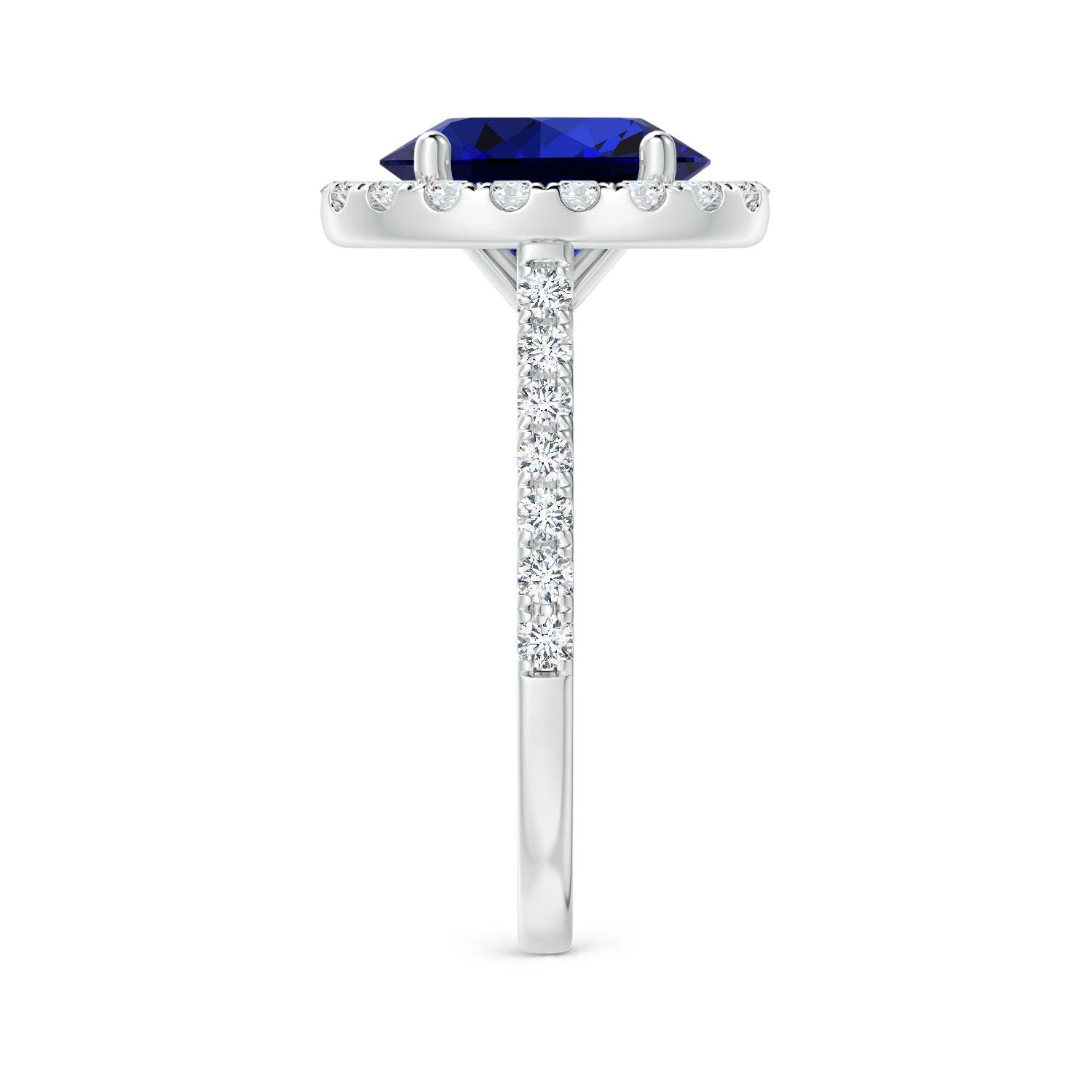 Premium - Lab-Grown Blue Sapphire / 3.97 CT / 14 KT White Gold