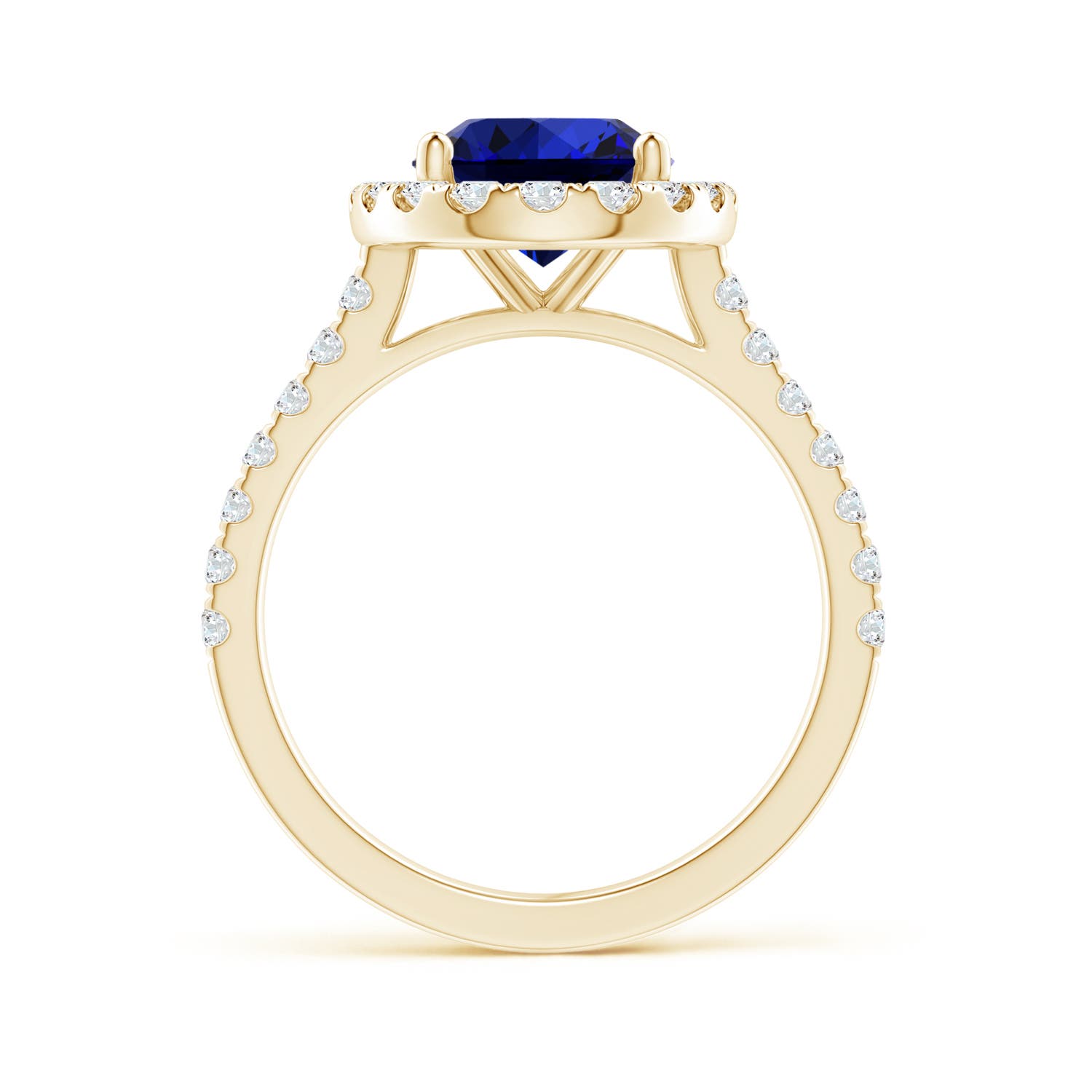 Premium - Lab-Grown Blue Sapphire / 3.97 CT / 14 KT Yellow Gold