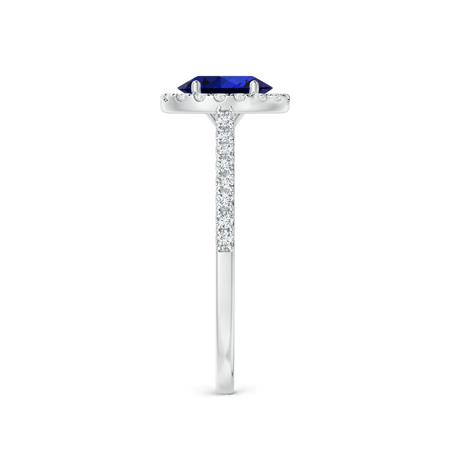 Premium - Lab-Grown Blue Sapphire / 1.11 CT / 14 KT White Gold