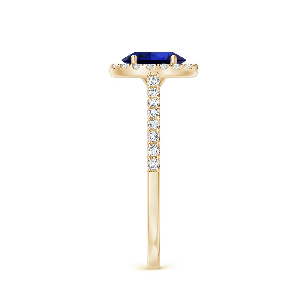 7x5mm Labgrown Lab-Grown Oval Sapphire Halo Ring with Diamond Accents in Yellow Gold Side 299