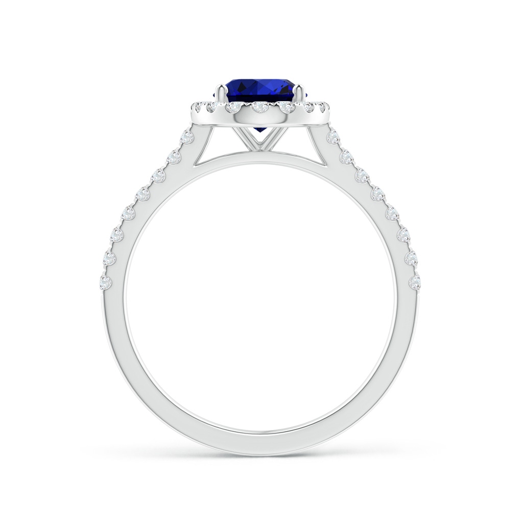 8x6mm Labgrown Lab-Grown Oval Sapphire Halo Ring with Diamond Accents in White Gold Side 199