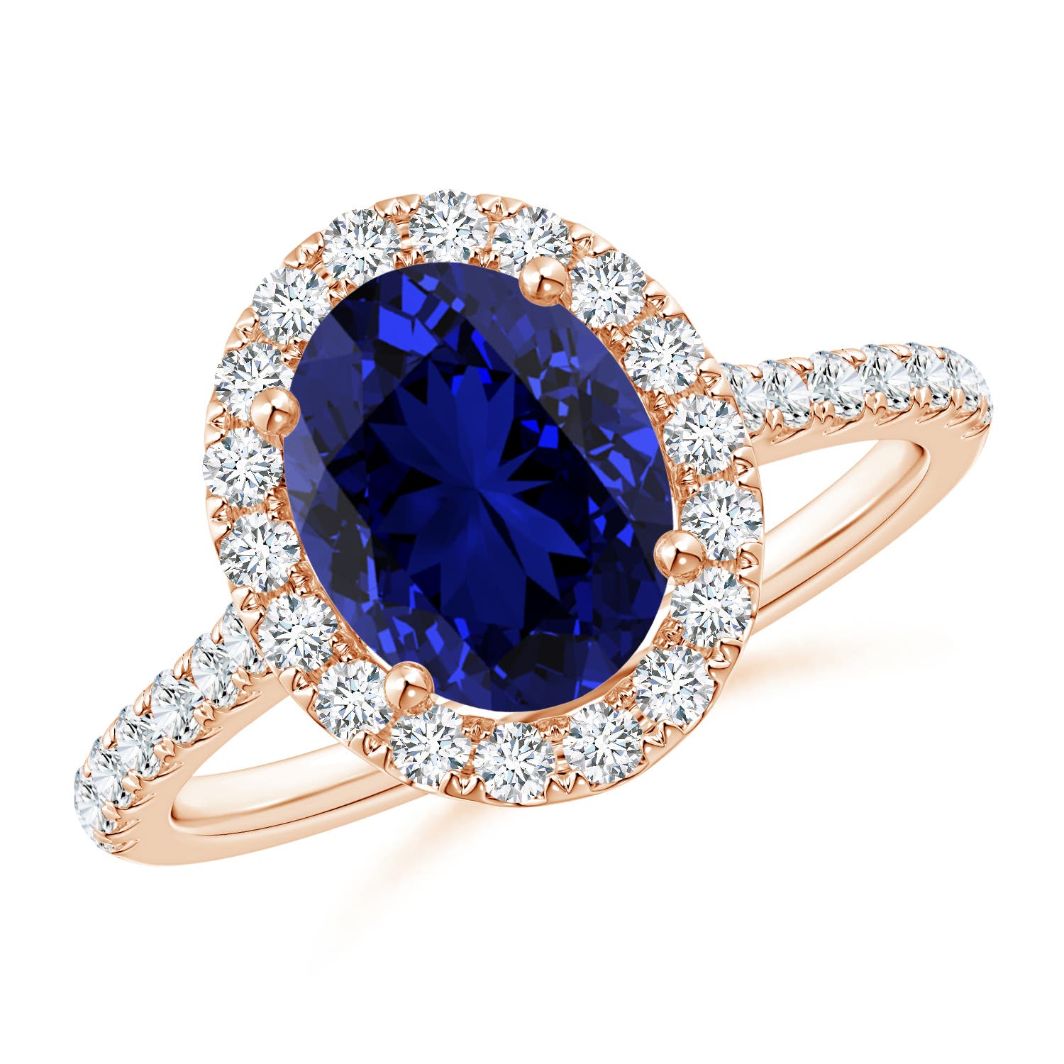 Premium - Lab-Grown Blue Sapphire / 2.45 CT / 14 KT Rose Gold