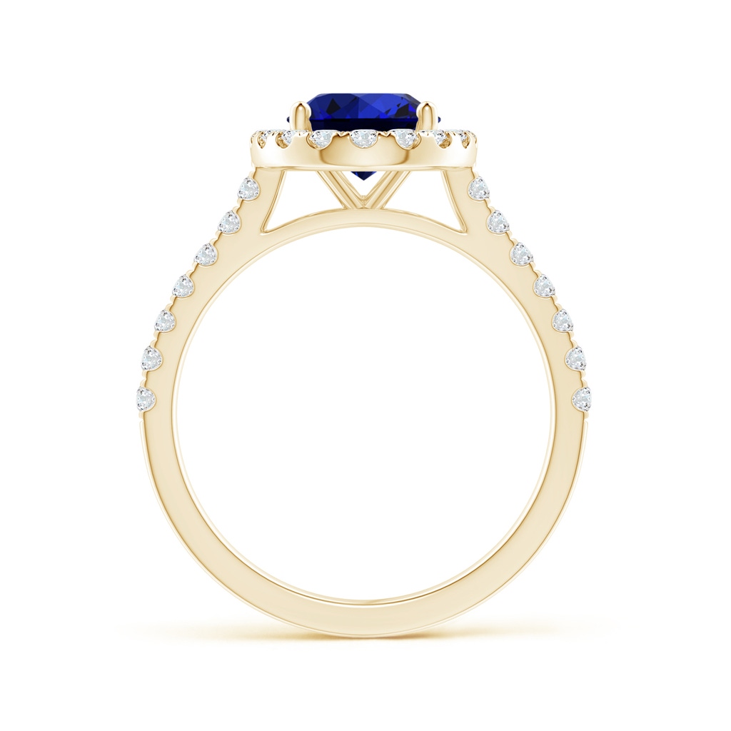 9x7mm Labgrown Lab-Grown Oval Sapphire Halo Ring with Diamond Accents in Yellow Gold Side 199