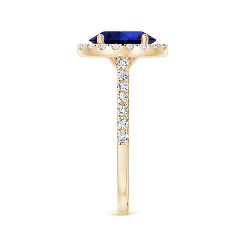 9x7mm Labgrown Lab-Grown Oval Sapphire Halo Ring with Diamond Accents in Yellow Gold Side 299