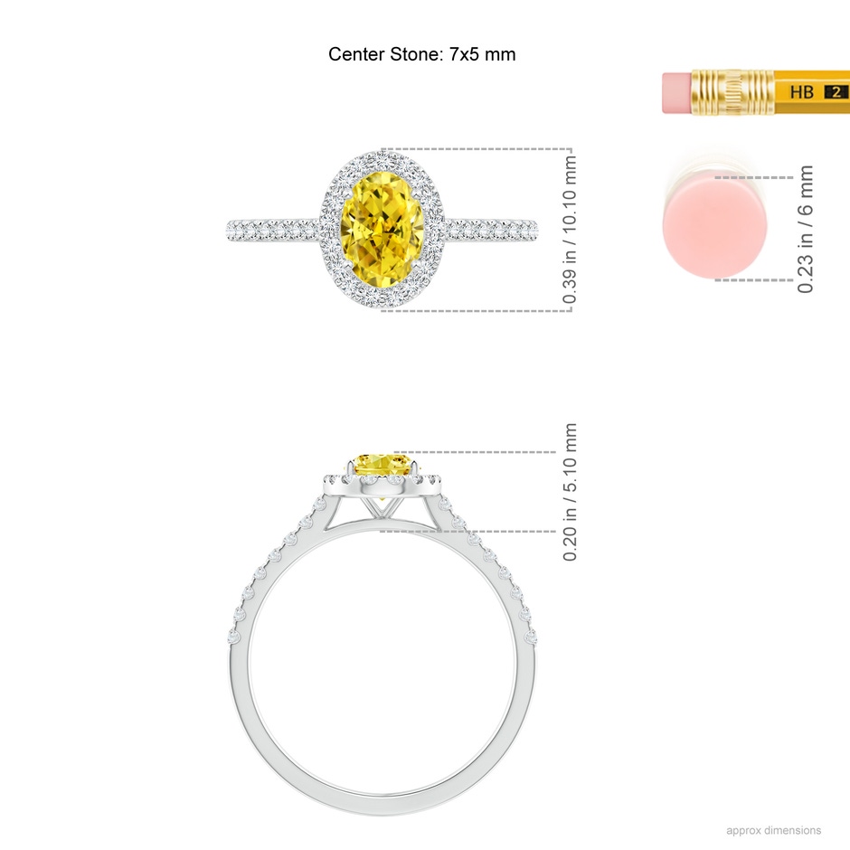 7x5mm Labgrown Oval Lab-Grown Fancy Intense Yellow Diamond Halo Ring in P950 Platinum ruler