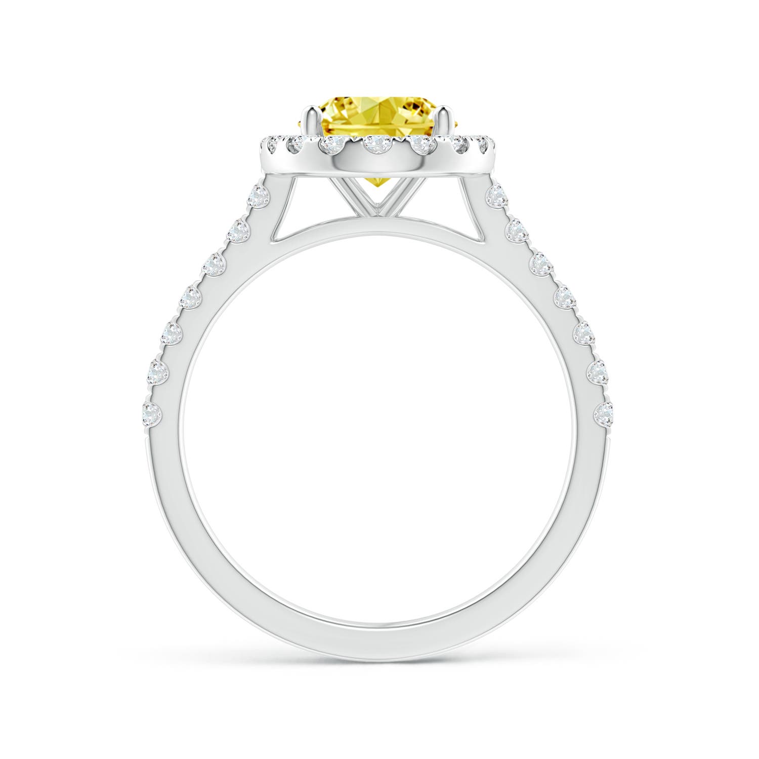 9x7mm Labgrown Oval Lab-Grown Fancy Intense Yellow Diamond Halo Ring in P950 Platinum