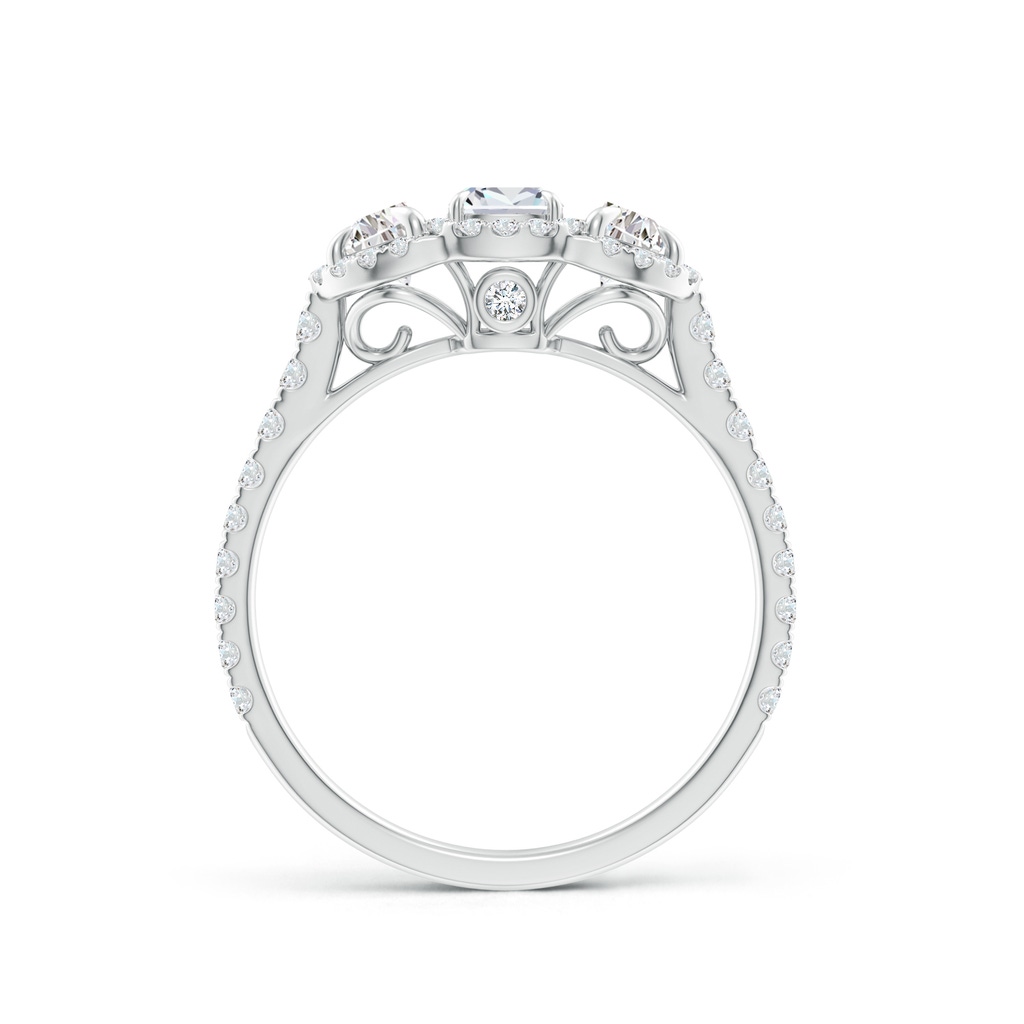 6x4mm FGVS Lab-Grown Cushion and Half-Moon Diamond Halo Ring in P950 Platinum Side 199