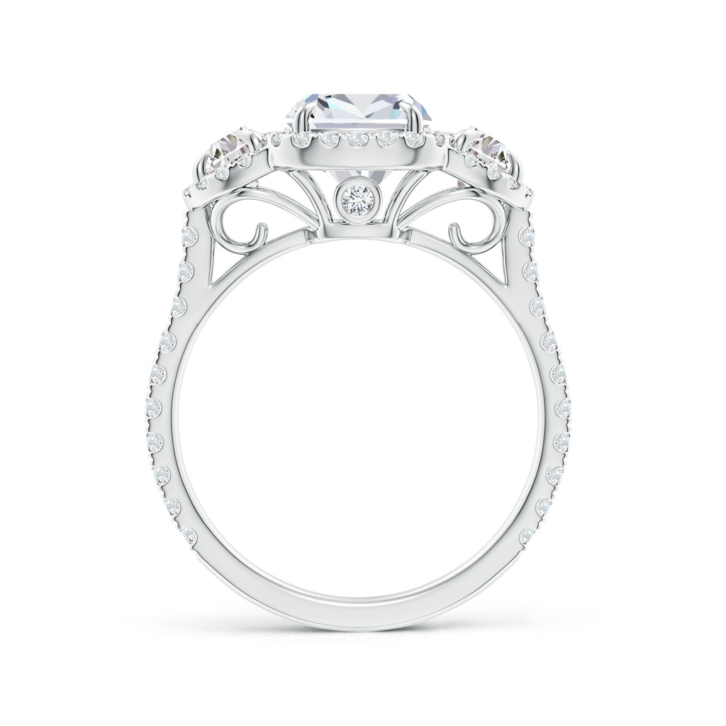 9x7mm FGVS Lab-Grown Cushion and Half-Moon Diamond Halo Ring in P950 Platinum Side 199