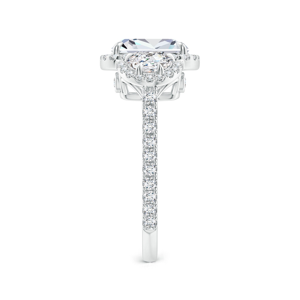 9x7mm FGVS Lab-Grown Cushion and Half-Moon Diamond Halo Ring in P950 Platinum Side 299