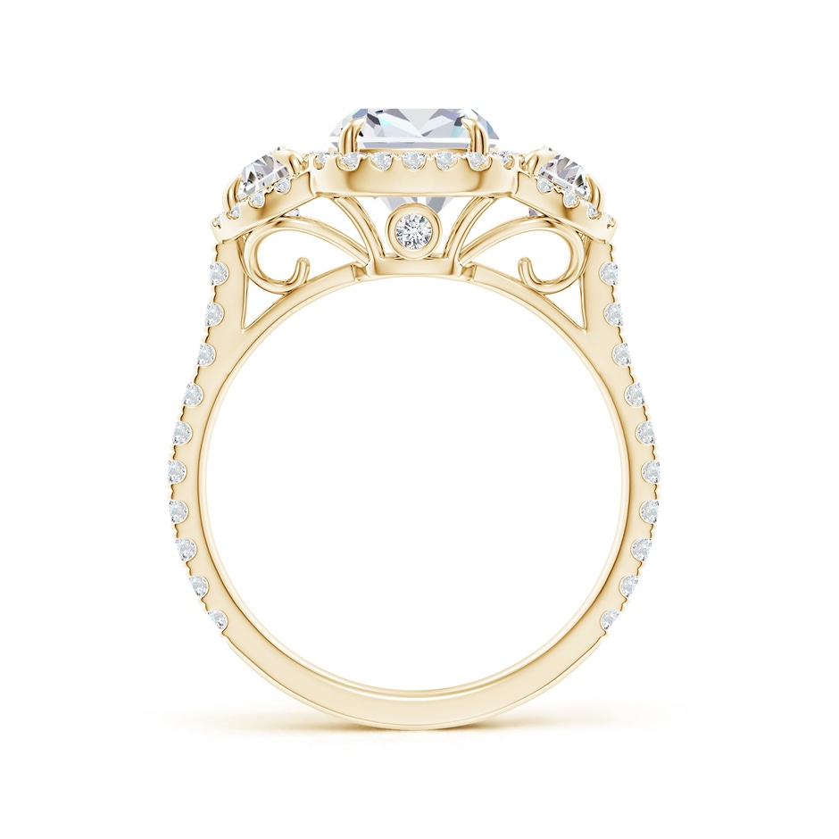 9x7mm FGVS Lab-Grown Cushion and Half-Moon Diamond Halo Ring in Yellow Gold side 199